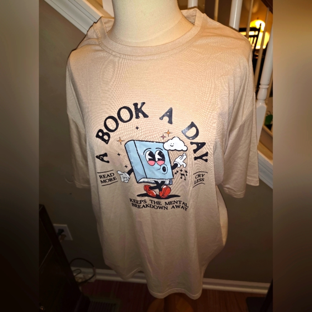 Bookish Mental Health Adult Size XL Beige Graphic T-Shirt